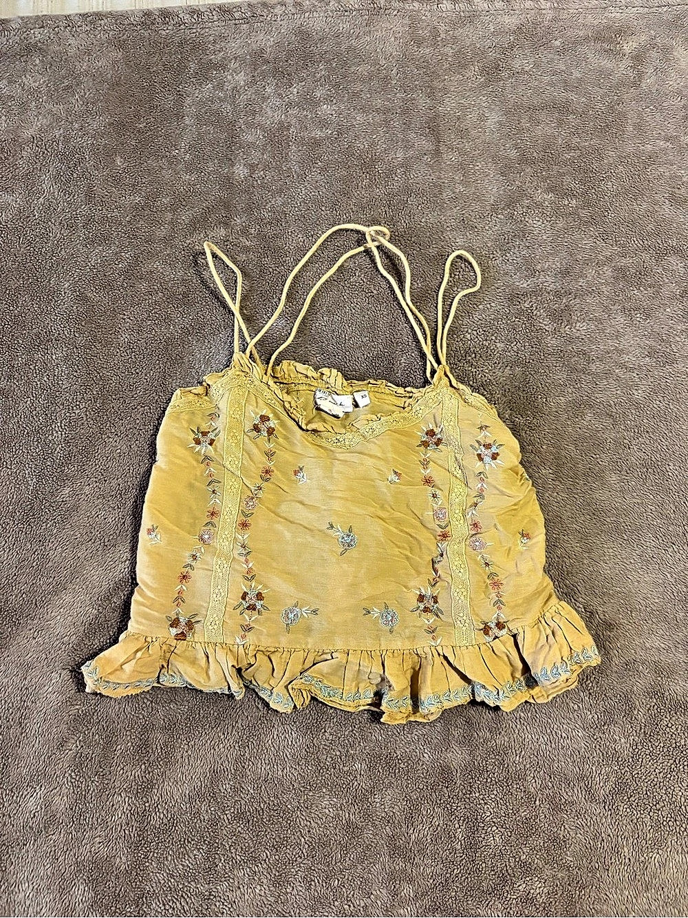 Free People Embroidered Floral Cami in Yellow Size XS